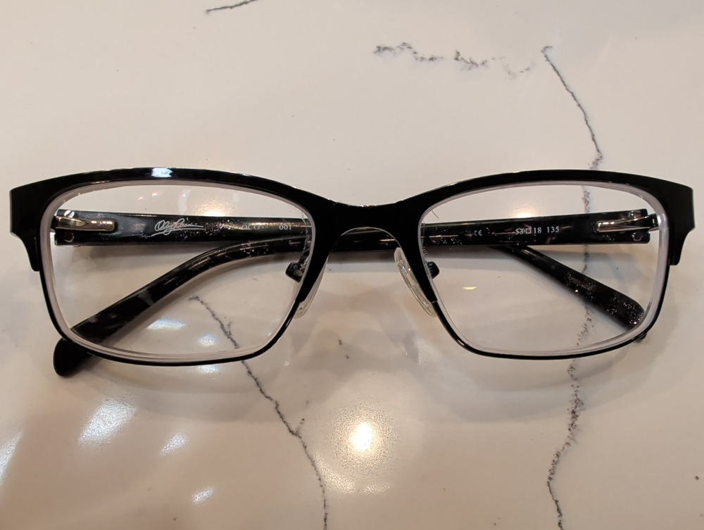 Oleg Cassini Eyeglasses Frame CAR107 001 Black Glitter Clear Lens Glasses...